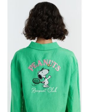 Chinti & Parker Linen-Cotton Peanuts Racquet Club Shirt - Green