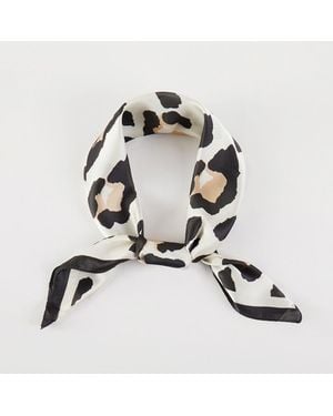 TRUEDAMES Leopard Print Square Bandana Scarf - Black