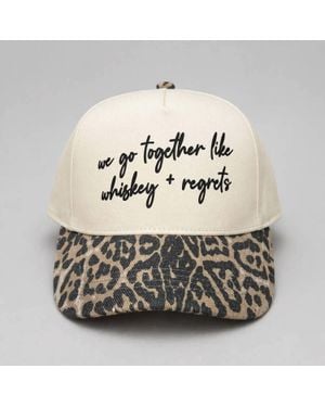 David & Young Whiskey & Regrets Leopard Canvas Trucker Hat - White