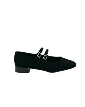 Exe' Rosy Suede Mary Jane Flats - Black