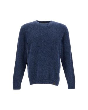 Zanone Deep Crew Neck Sweater With Textured Knit Fabric - Blue
