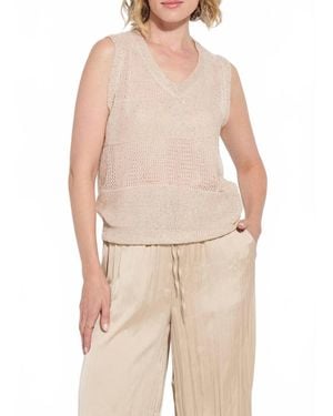 Lyssé Bria Sequined V-Neck Shell Top - Natural