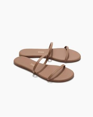 TKEES Gemma Thin Strap Slides - White