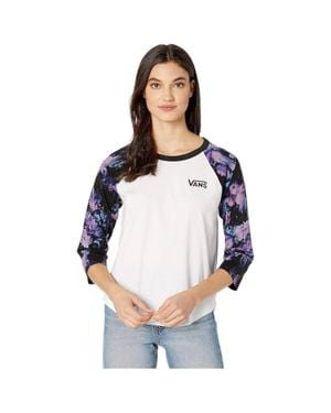 Vans T-Shirt Drip Floral 3/4 Raglan Sleeve Pullover Ddr2354 - White