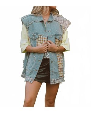 Pol Cool It Patchwork Denim Vest - Blue