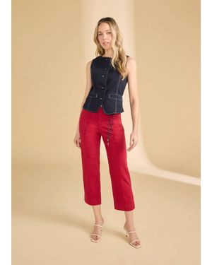Fdj Suzanne Straight Crop Denim Pants - Pink