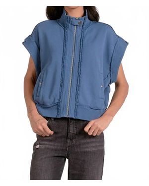 Elan Zippered Capsleeve Vest - Blue