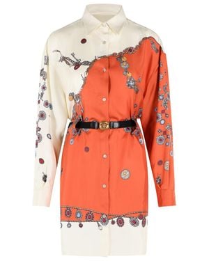 Versace And Ivory Silk Mini Dress - Orange