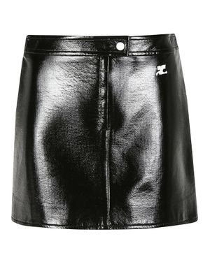 Courreges Reedition High Waist Vinyl Mini Skirt - Black