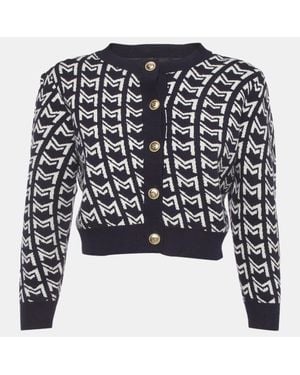 Maje Monogram Stretch Knit Crop Cardigan - Black