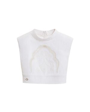 Saiid Kobeisy Perforated Denim Top - White