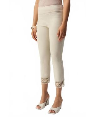Joseph Ribkoff Lace Cuff Pull On Cropped Pants - Natural