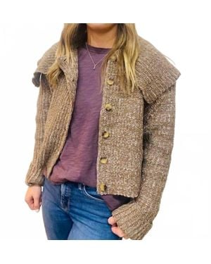 Thml Cropped Knitted Collar Cardigan - Brown