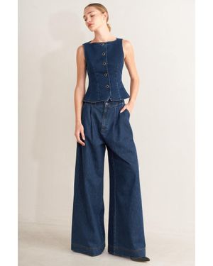 TRUEDAMES Ocean Drive Wide Denim Pants - Blue