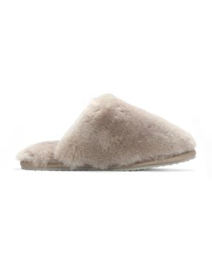 Infinity Leather Sheepskin Slippers Warm Winter Fur Mule - Gray