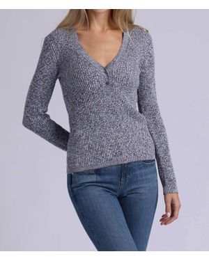 Minnie Rose Rib Marled Henley Top - Blue