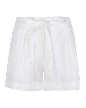 Pinko Primula High-Waisted Cotton-Linen Blend Shorts - White