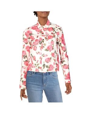 L'Agence Denim Floral Print Jean Jacket - Red