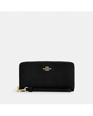 COACH Long Zip Around Wallet With Quilting - Black