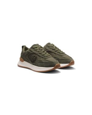 BOSS Suede Sneakers With Double B Monogram - Green
