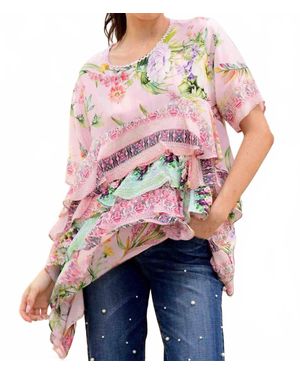 Curate Tiered Floral Blouse - Pink