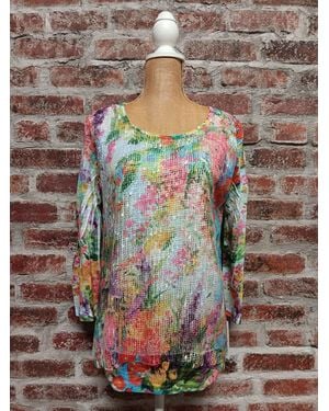 Jess & Jane Bright Floral Mesh Tunic - Multicolor