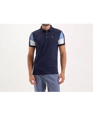 Cherv The Ariso Stretch Piquet Polo - Blue