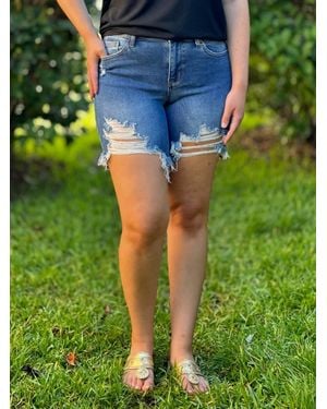 Judy Blue Summer Fever Mid Rise Shorts - Green