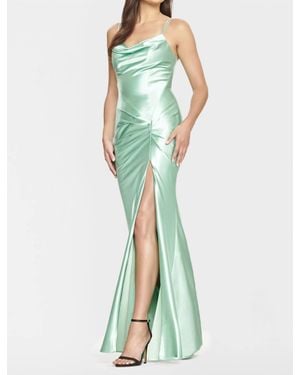 Faviana Satin Cowl Neck Evening Gown - Green