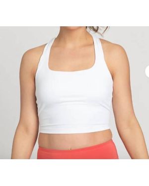 Gold Hinge Criss Cross Back Yoga Tank Top - White