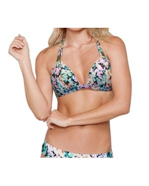 Zalia Plunge Triangle Halter Bikini Top - Blue