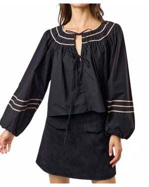 Lalavon Nolani Puff Sleeves Top - Black