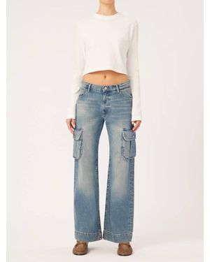 DL1961 Zoie Wide Leg Cargo Low Rise Jeans - Blue
