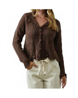 Aaron & Amber Timeless Open Knit Cardigan - Brown