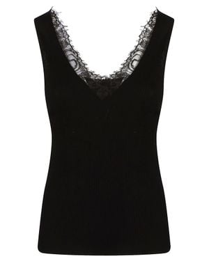 Pinko Oslo Fitted Lace Tank Top - Black