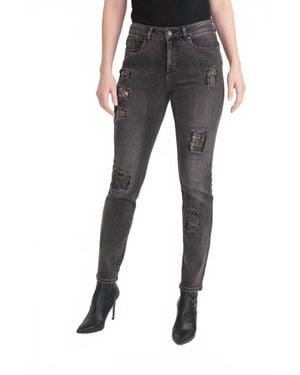 Joseph Ribkoff Distressed Slim Cropped Jeans - Black