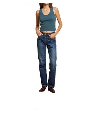 PERFECTWHITETEE Blondie Structured Rib Bra Friendy Tank Top - Blue