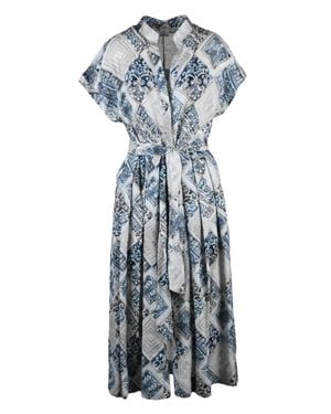 Eleventy Linen Shirt Dress - Blue