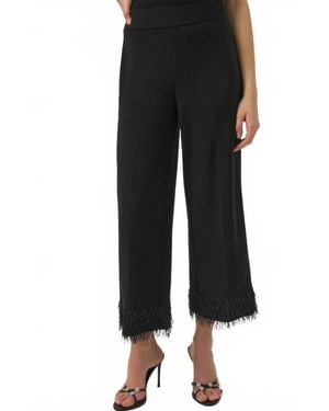 Joseph Ribkoff Culotte Pants With Novelty Fringe Hem - Black