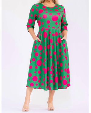 Karen T Design Polka Dot A-Line Midi Dress - Green