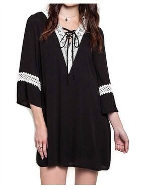 Umgee Lace Up Mini Dress - Black