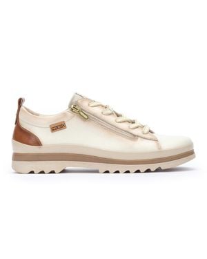 Pikolinos Nata Leather Laces & Zipper Sneakers - White
