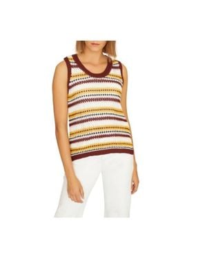 Sanctuary Stripe Shell Knit Tank Top - Metallic