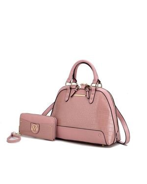 MKF Nora Premium Croco Satchel Handbag - Pink
