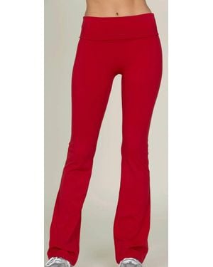 Gold Hinge Essential Foldover Flare Pant - Red