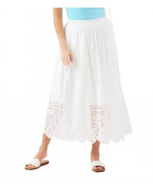 Karen Kane Cut-Out Embroidery Midi Skirt - White