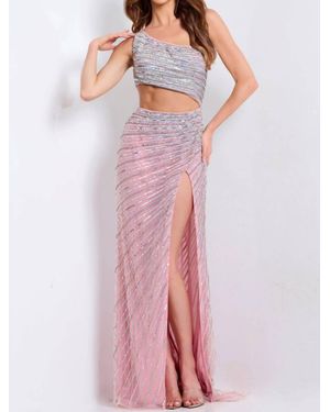 Jovani One Shoulder Maxi Dress - Pink