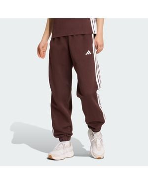 adidas Essentials 3-Stripes Fleece Loose-Fit Pants - Brown