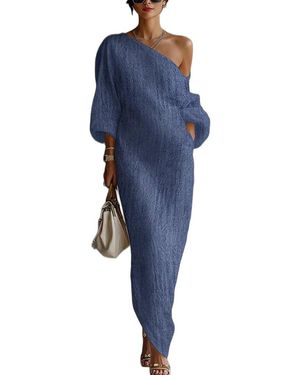 ENJOY PETRA One-Shoulder Maxi Dress - Blue