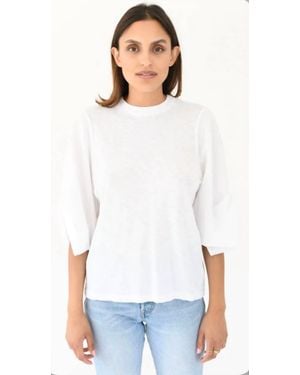 Stateside Supima Slub Tee With Sleeve Twist - White